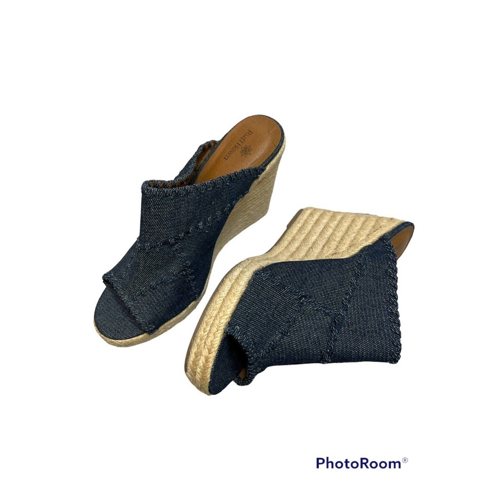 Ruff Hewn Denim Wedge Style Heel Clog Slip On Summer 8.5